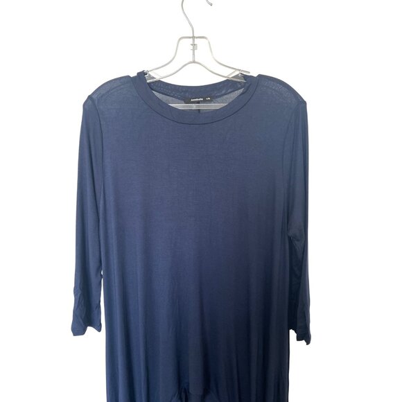 Annabelle Navy Blue Long High-Low Tunic Top - Picture 3 of 5